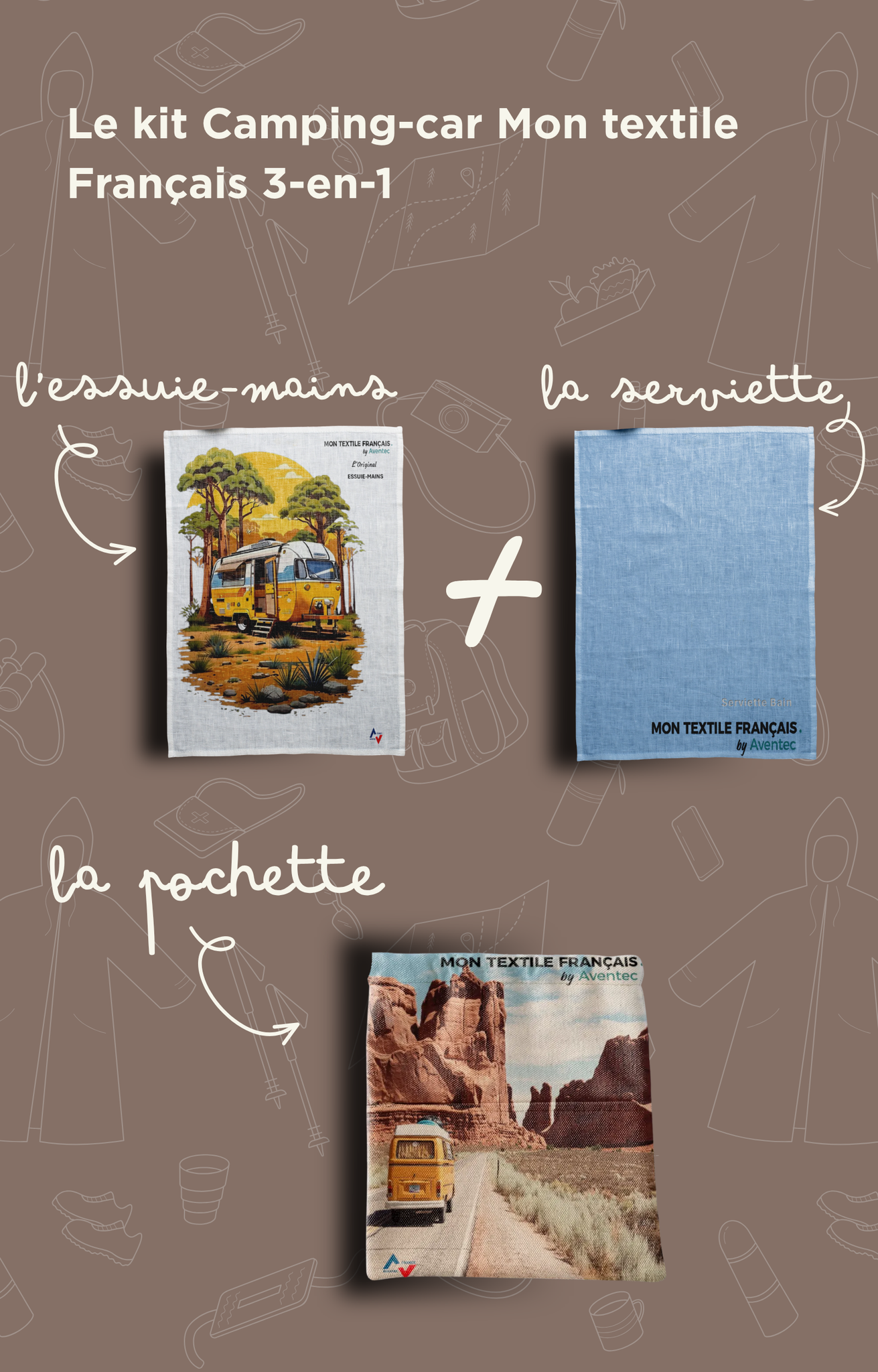 Kit Camping-Car – Serviette & essuie-mains en pochette de protection | MTF 500-02 - MontextileFrancais